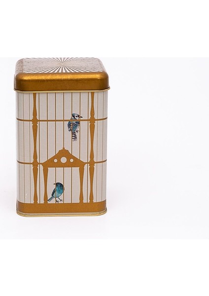 ER022-T7 Bird Cage Desenli Kare Metal Saklama Kabı 11X11 cm