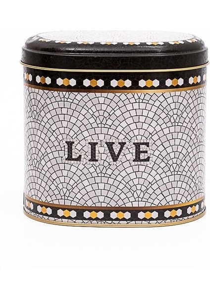 ER004-9D Mosaic Live Desenli Oval Metal Saklama Kabı 11X15 cm