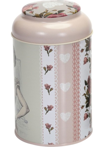 Rose and Girl Desenli Metal Erzak Saklama Kabı 1.4 lt - Çok Renkli modelleri