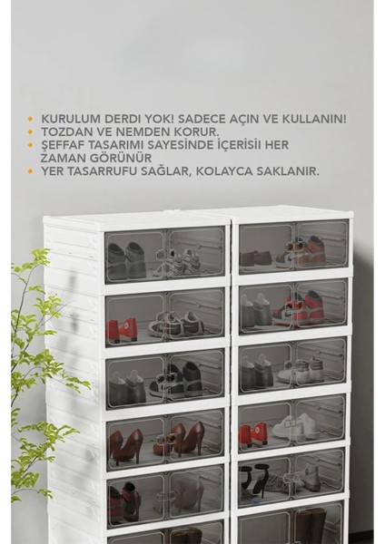 6 Katlı Katlanabilir Ayakkabılık, Modüler Ayakkabı Dolabı, Portatif Düzenleyici, Beyaz modelleri