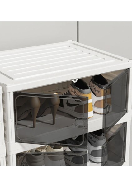 6 Katlı Katlanabilir Ayakkabılık, Modüler Ayakkabı Dolabı, Portatif Düzenleyici, Beyaz indirimleri