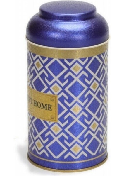 Turkish Blue_Swt Home Desenli Yuvarlak Metal Kutu, 9 x 15 cm, 0.9 lt fırsatları