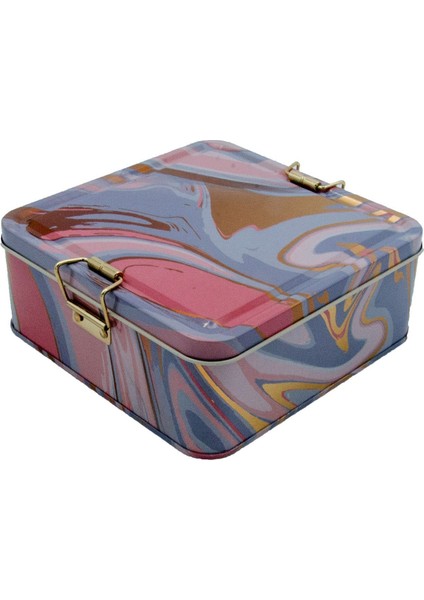 Liquid Pink Desenli Metal Kilitli Saklama Kabı 158X158X80 mm 2,4 Lt fiyatları