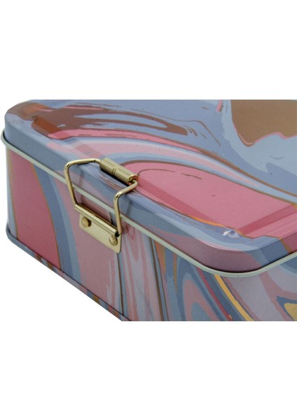 Liquid Pink Desenli Metal Kilitli Saklama Kabı 158X158X80 mm 2,4 Lt modelleri