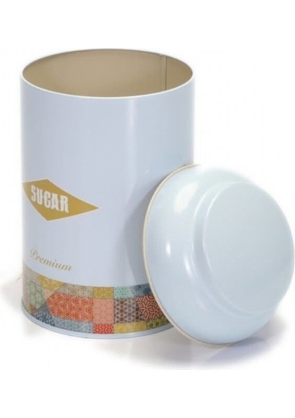 Etnik Desenli Şeker Saklama Kabı Metal 1.4 lt - Mavi