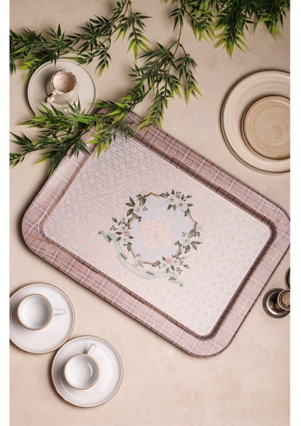 EE169-U7 Rosy Desenli Dikdörtgen Tepsi 32X43 cm