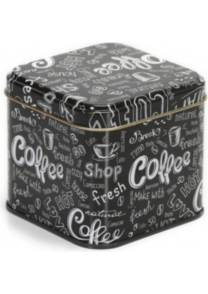 SN_Coffe 2 Go Desenli Metal Kare Kutu, 9 x 9 x 8 cm, 0.6 lt fırsatları