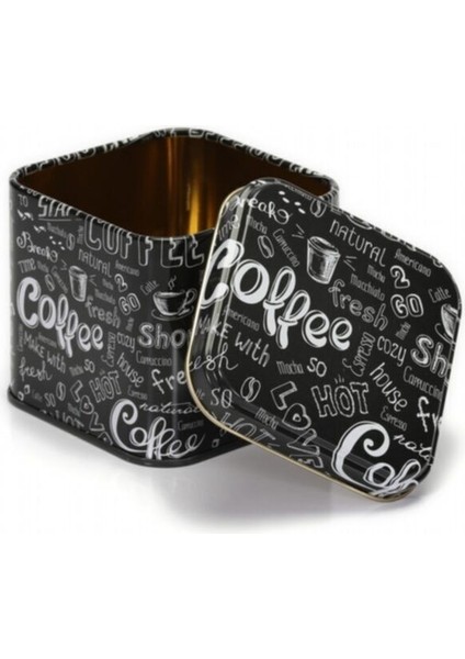 SN_Coffe 2 Go Desenli Metal Kare Kutu, 9 x 9 x 8 cm, 0.6 lt indirimleri