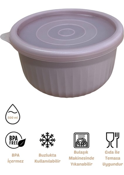 x Vipahmet Vakumlu Saklama Kabı, 0,50 Lt, Açık Pembe
