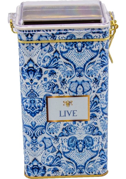 ER053-4B Azulejos Live Desenli Dikdörtgen Metal Saklama Kabı 8X10 cm