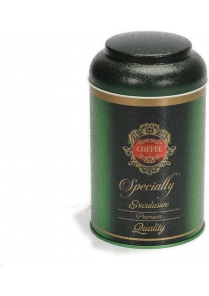 Premium Desenli Kahve Saklama Kabı Metal 1.4 lt - Koyu Yeşil