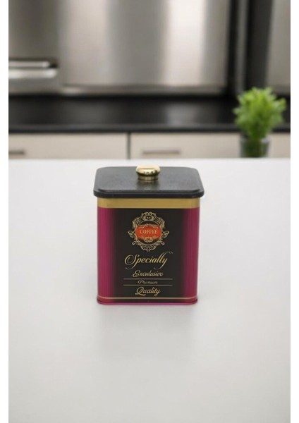 Special Desenli Kare Çok Amaçlı Metal Erzak Saklama Kabı 2.1 lt - Pembe