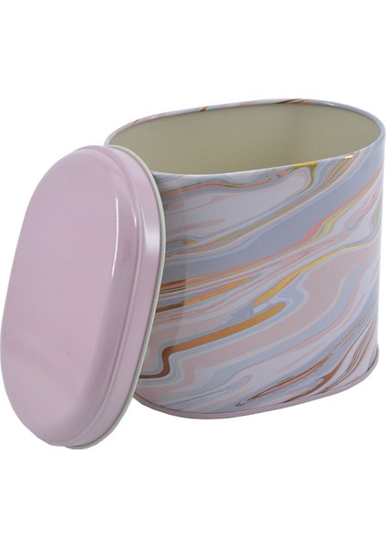 EF004-F1 Liquid Flat Pink Desenli Oval Metal Saklama Kabı 11X15 cm fırsatları
