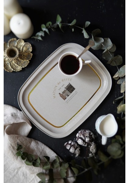 EE171-7F Azura Coffee Desenli Oval Tepsi 24X31 cm