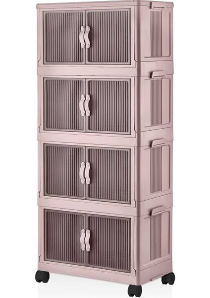 Katlanabilir Modüler Dolap 4 Bölmeli 54x31,7x127 cm Pratik Saklama ve Düzenleme Ünitesi