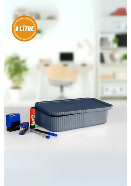 6 Litre Kapaklı Çok Amaçlı Saklama ve Düzenleme Kutusu