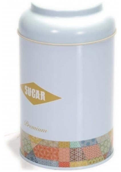 Etnik Desenli Şeker Saklama Kabı Metal 1.4 lt - Mavi fırsatları