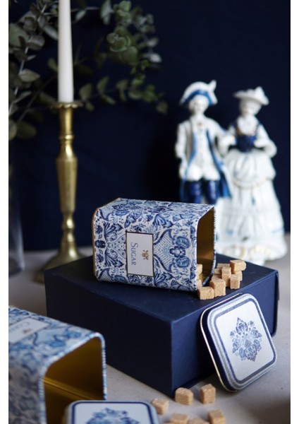 ER018-Y3 Azulejos Sugar Desenli Kare Metal Saklama Kabı 9x9 cm