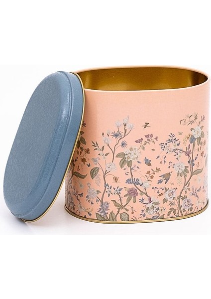 ER004-1G Botanica Pink Desenli Oval Metal Saklama Kabı 11X15 cm modelleri