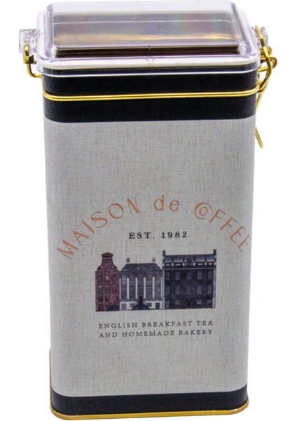 ER053-7F Azura Coffee Desenli Dikdörtgen Metal Saklama Kabı 8X10 cm