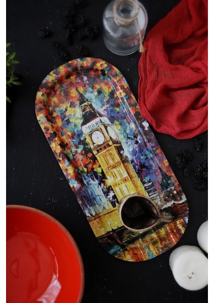 EF168-01 Afremov Big Ban Desenli Oval Tepsi 16X35 cm