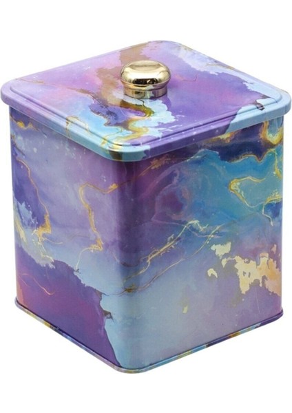 EF023-F0 Liquid Purple Desenli Kare Metal Saklama Kabı 12X12 cm fiyatları