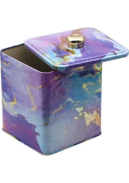 EF023-F0 Liquid Purple Desenli Kare Metal Saklama Kabı 12X12 cm modelleri