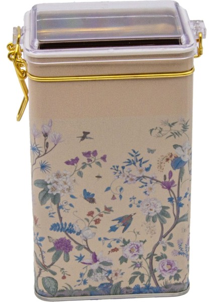 ER048-2E Botanica Yellow Desenli Dikdörtgen Metal Saklama Kabı 8X10 cm
