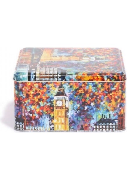 Afremov Big Ben Desenli Kare Çok Amaçlı Metal Erzak Saklama Kabı 4.1 lt - Çok Renkli modelleri