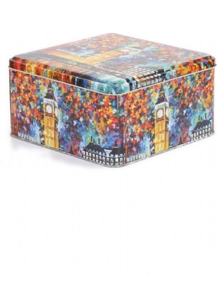 Afremov Big Ben Desenli Kare Çok Amaçlı Metal Erzak Saklama Kabı 4.1 lt - Çok Renkli fırsatları