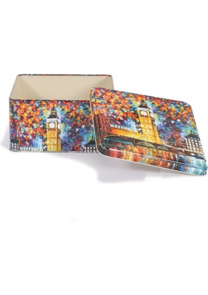 Afremov Big Ben Desenli Kare Çok Amaçlı Metal Erzak Saklama Kabı 4.1 lt - Çok Renkli indirimleri