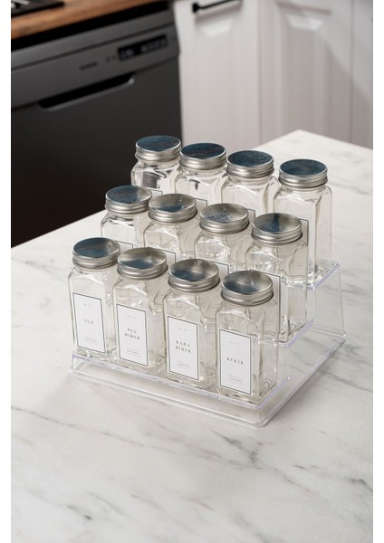 12'li Gümüş Katlı Stantlı Baharatlık Seti modelleri