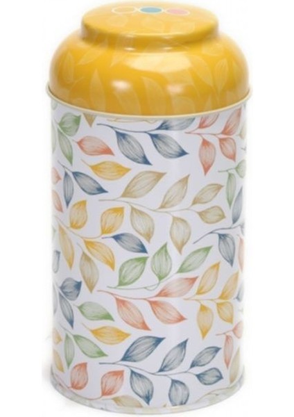 Yaprak Desenli Metal Erzak Saklama Kabı 1 lt - Çok Renkli