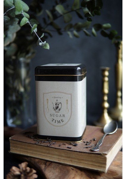 ER022-8F Azura Tea Desenli Kare Metal Saklama Kabı 11X11 cm