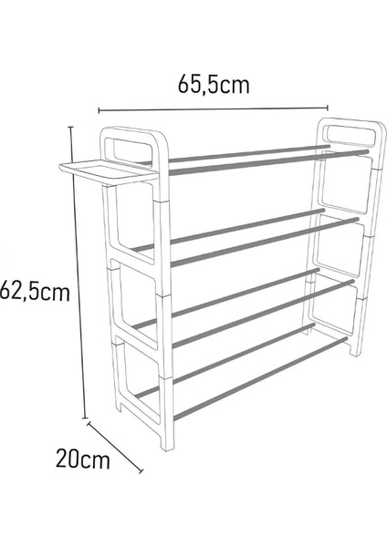 Siyah 4 Katlı Plastik Ayakkabılık Organizer Bölmeli, Ayakkabı Rafı, Ayakkabı Düzenleyici indirimleri