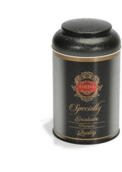 Premium Desenli Kahve Saklama Kabı Metal 1.4 lt - Siyah