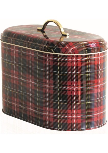 Plaid(Ekose) Desenli Oval Metal Ekmek Kutusu, 10.4 lt fırsatları