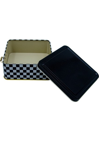 Checkers Black Dama Desenli Metal Kilitli Saklama Kabı 158X158X80 mm 2,4 Lt modelleri