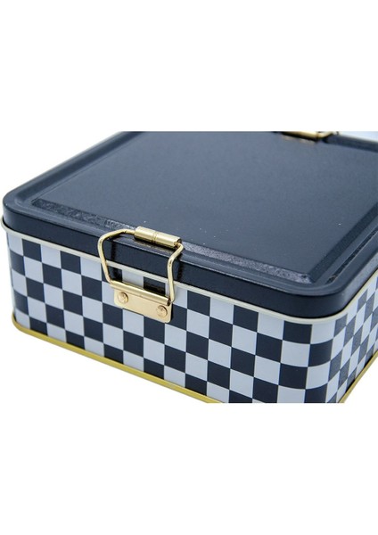 Checkers Black Dama Desenli Metal Kilitli Saklama Kabı 158X158X80 mm 2,4 Lt fırsatları