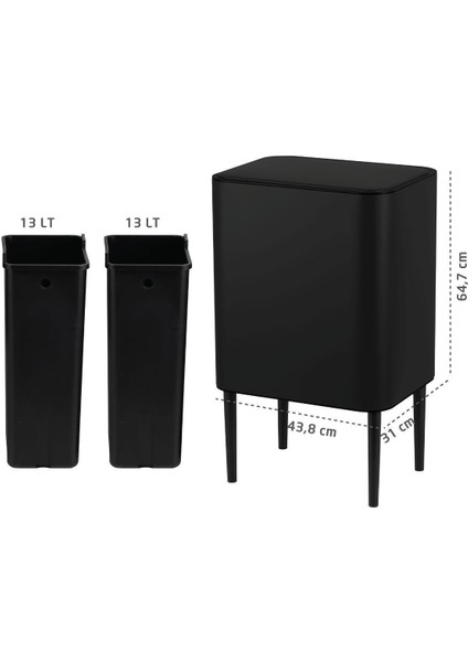 VP-513 Nova Bölmeli Çıkarılabilir Metal Çöp Kovası 26 Lt indirimleri