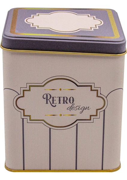 ER024-U6 Retro Desenli Kare Metal Saklama Kabı 12X12 cm