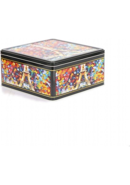 Afremov Paris Desenli Kare Çok Amaçlı Metal Erzak Saklama Kabı 6.3 lt - Çok Renkli fiyatları