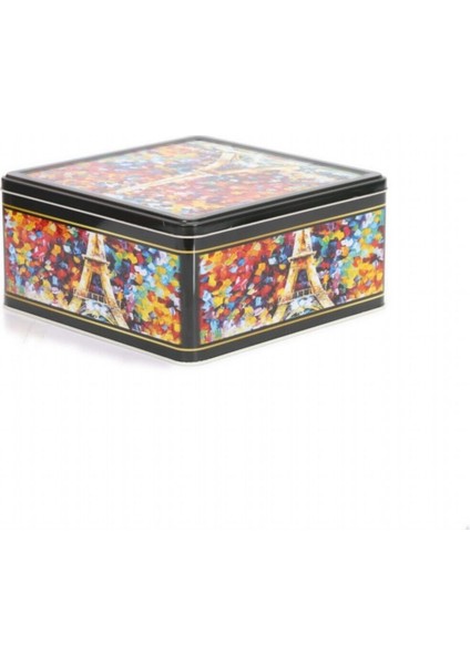 Afremov Paris Desenli Kare Çok Amaçlı Metal Erzak Saklama Kabı 6.3 lt - Çok Renkli fırsatları