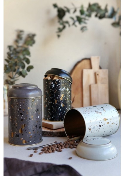 ERB04U4 Silindir Saklama Kabı Ø105 3 Lü Set, Terrazzo