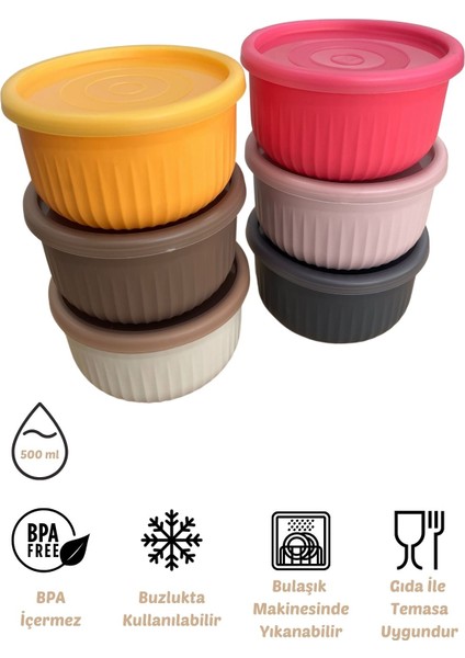 x Vipahmet Vakumlu Saklama Kabı 6'lı Set, 0,50 Lt