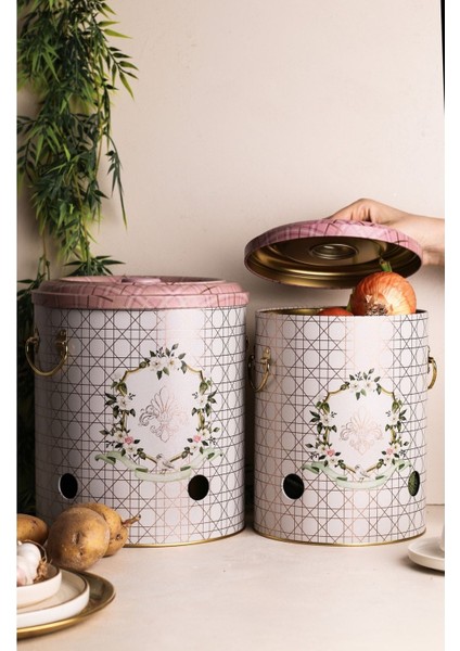 ERB23U7 Patates-Soğan Saklama Kabı 2 Li Set, Rosy