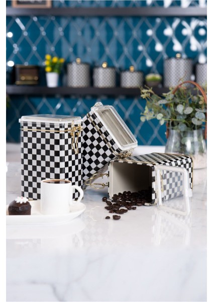 Dikdörtgen Kilitli Saklama Kabı 3'lü Set 75 x 100 x 150 Cm. Checkers