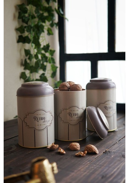 ERB04U6 Silindir Saklama Kabı Ø105 3 Lü Set, Retro