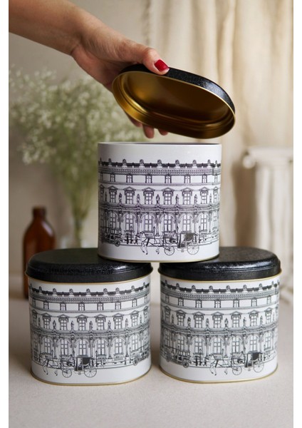 ERB07T9 Oval Metal Saklama Kabı 3 Lü Set, City