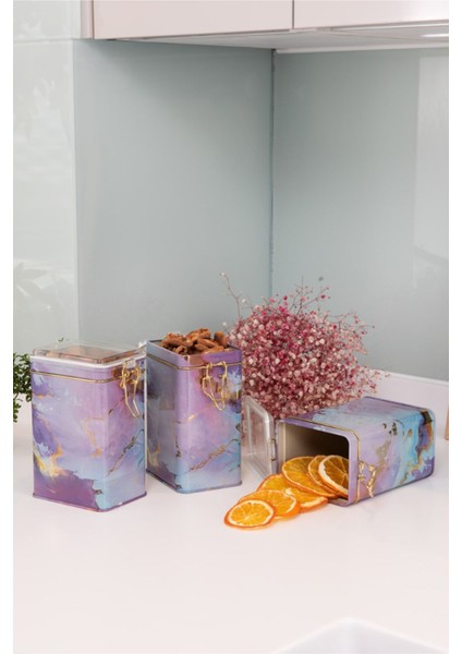 Dikdörtgen Kilitli Saklama Kabı 3'lü Set 75 x 100 x 150 Cm. Purple